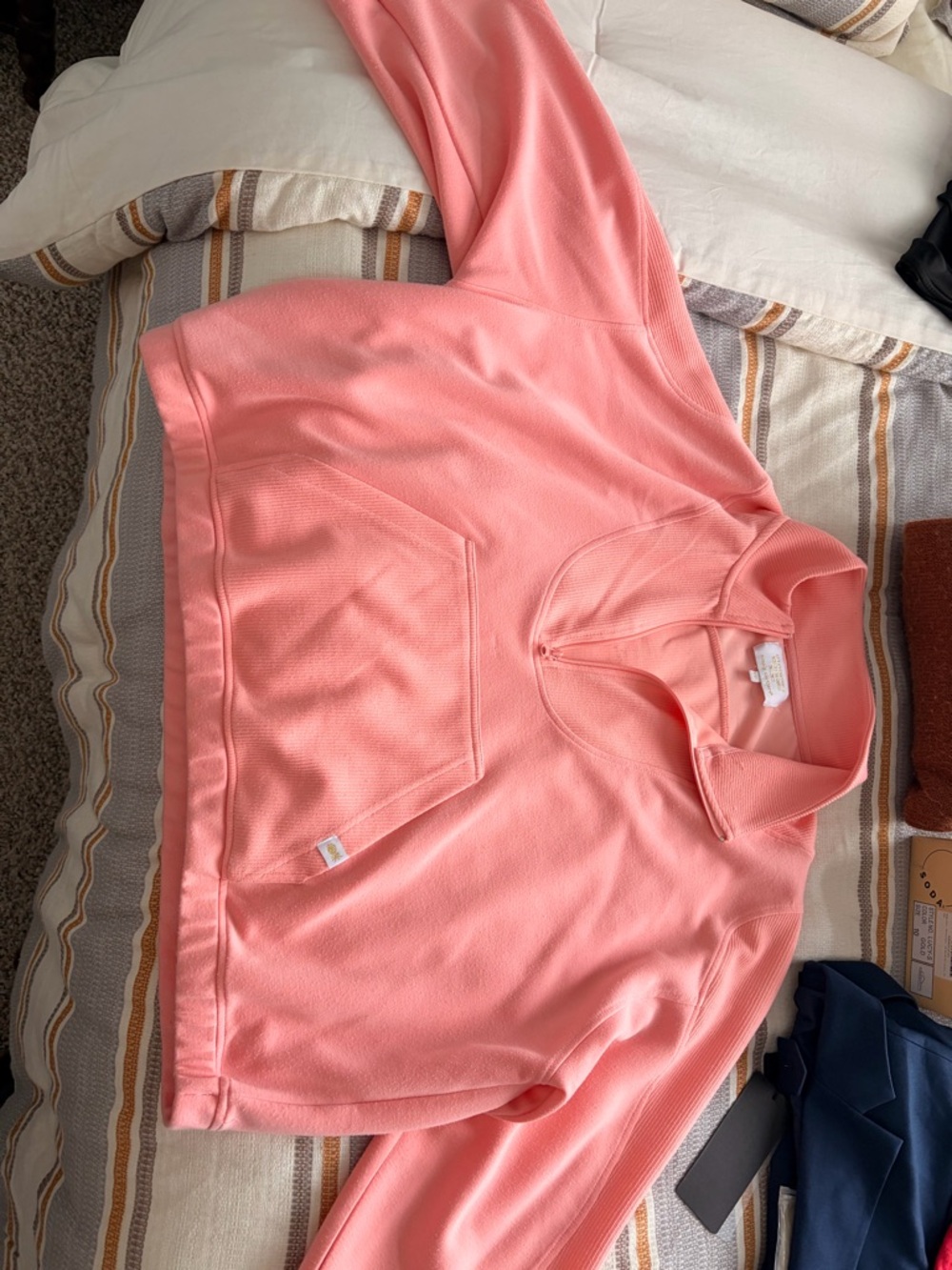 Simply Southern Coral Pink Quarter-Zip Sweatshirt